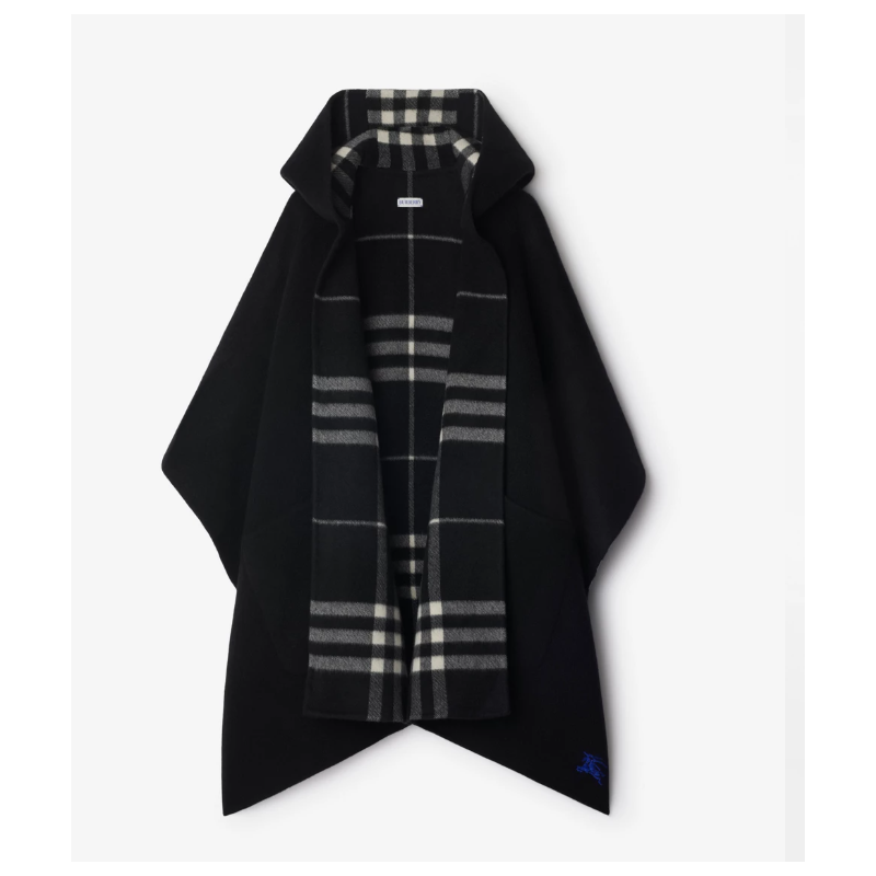 Burberry Reversible Check Cashmere Hooded Cape 