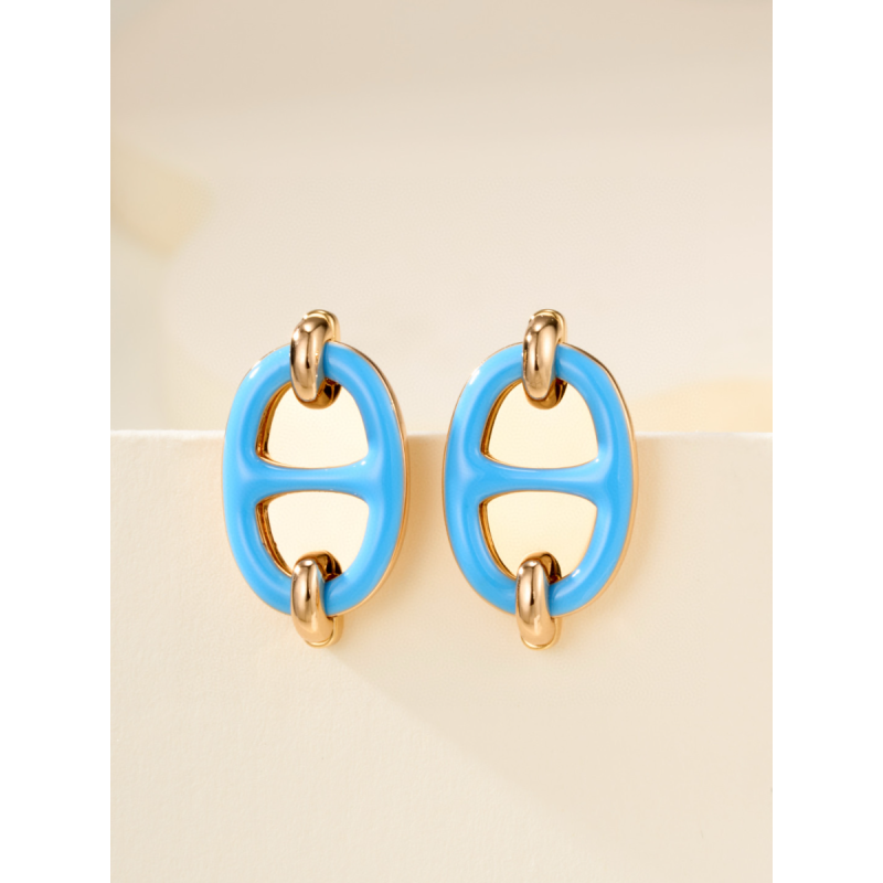 Hermes Mini Mailon Earrings-Bleu de Lille