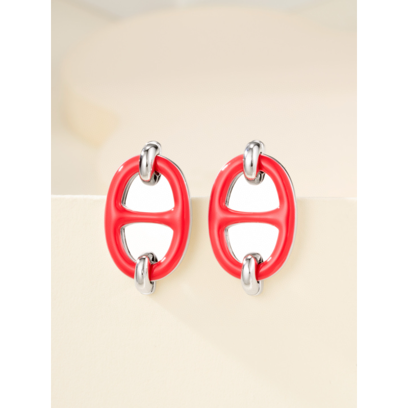 Hermes Mini Mailon Earrings-Red