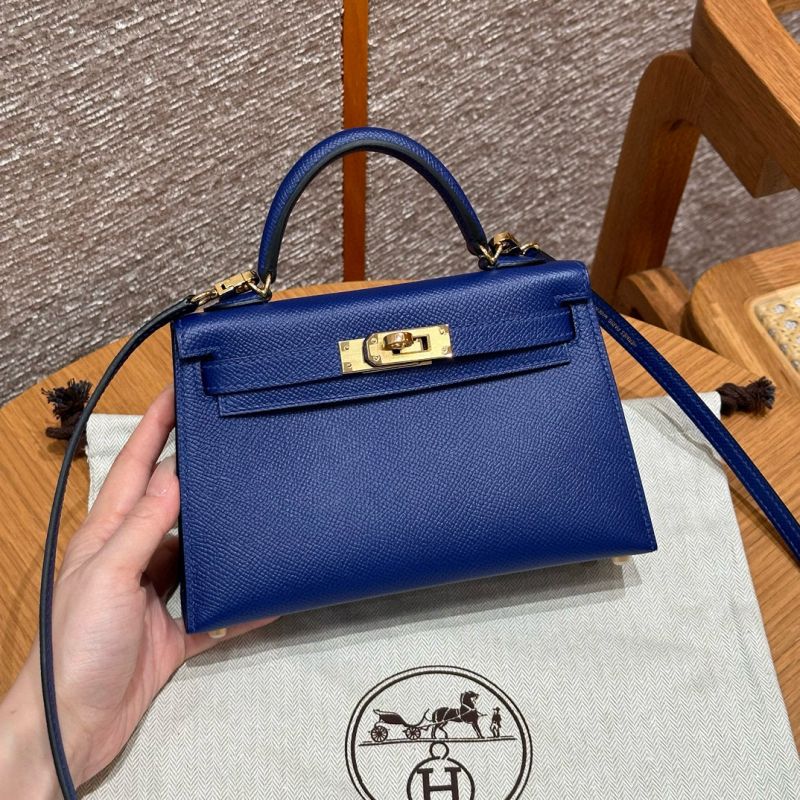 Hermes Mini Kelly Epsom leather-Blue electric