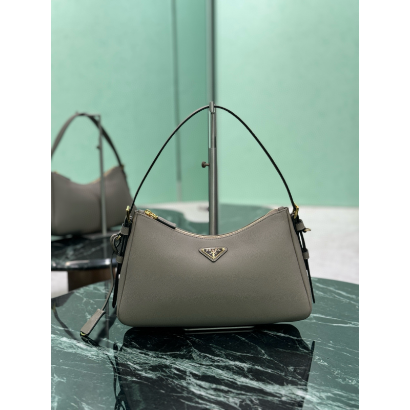 Prada Aimée medium leather shoulder bag-Grey