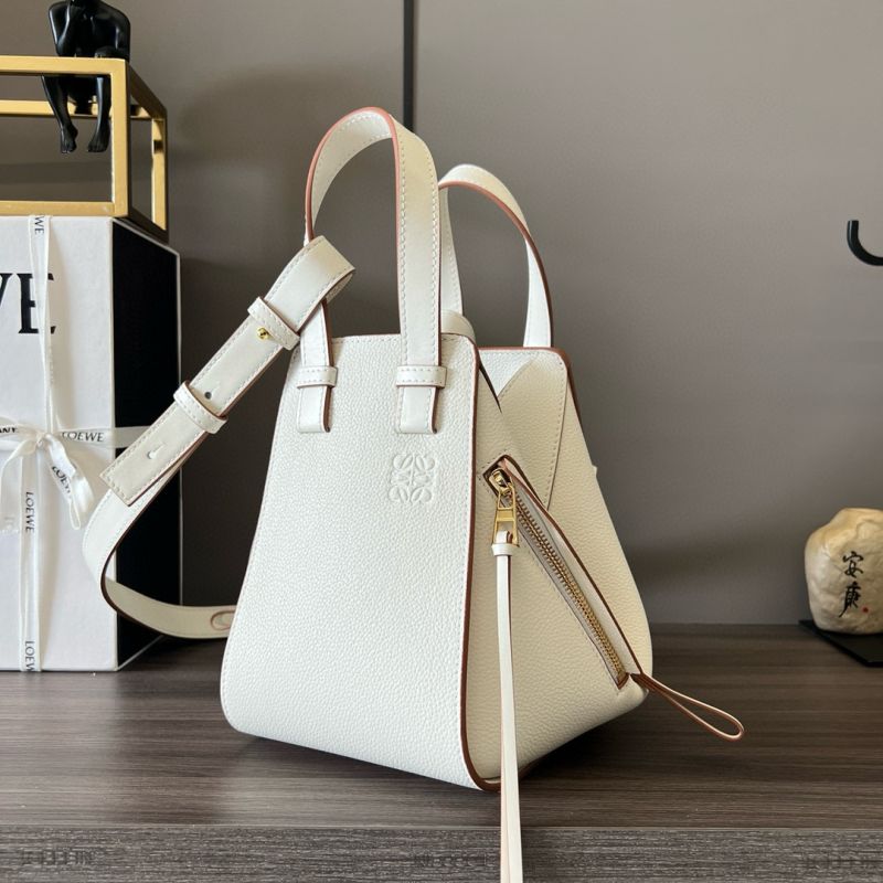 Loewe Compact Hammock bag in soft grained calfskin-White