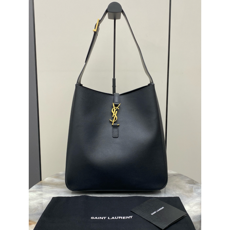 Saint Laurent LE 5 À 7 Supple Large in grained leather -Black/gold