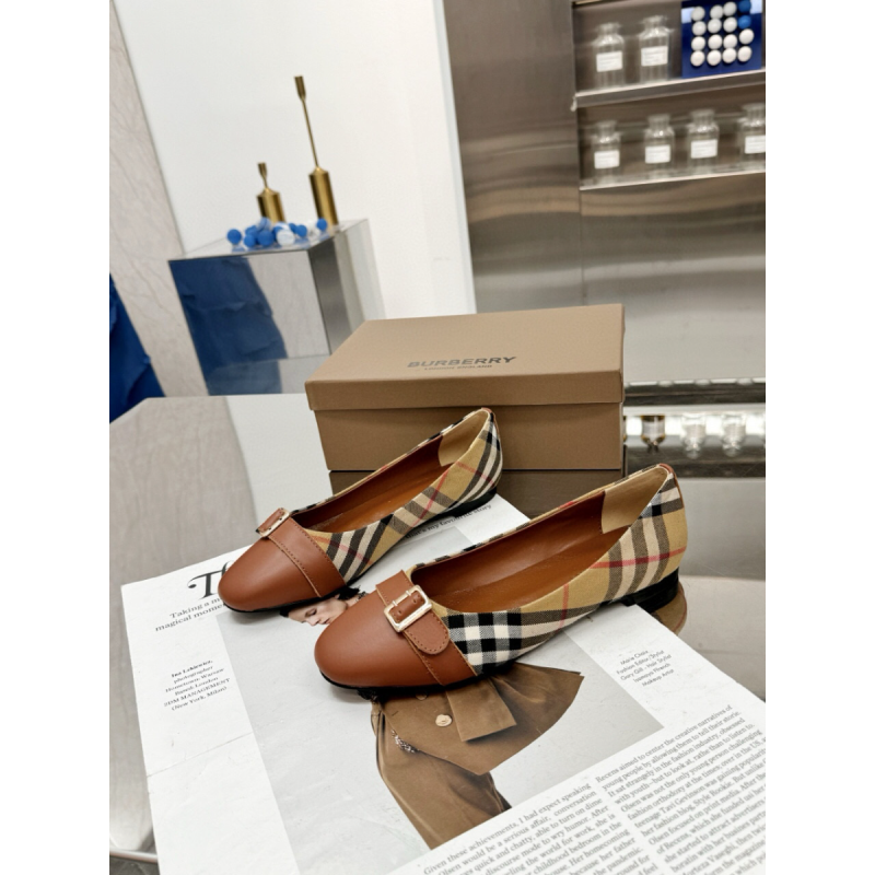 Burberry Check and leather Ballerinas  , Size 35-40