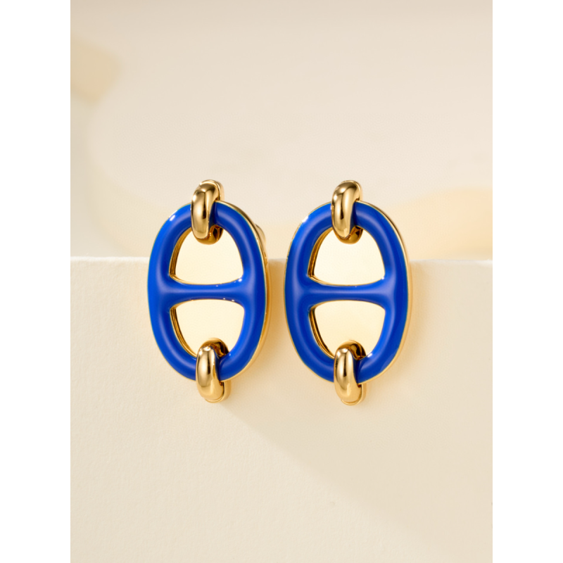 Hermes Mini Mailon Earrings-Blue electric