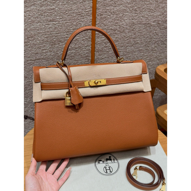 Hermes Kelly 35cm in Togo leather-Brown