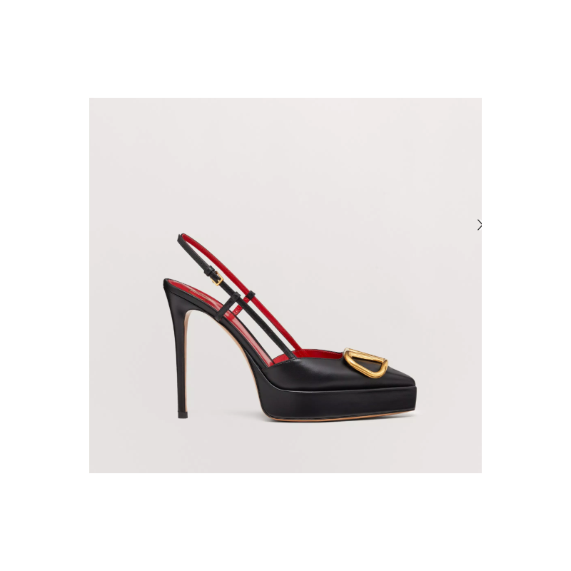 Valentino Vlogo Calfskin Platform Slingback Pumps 15cm , Size 35-41